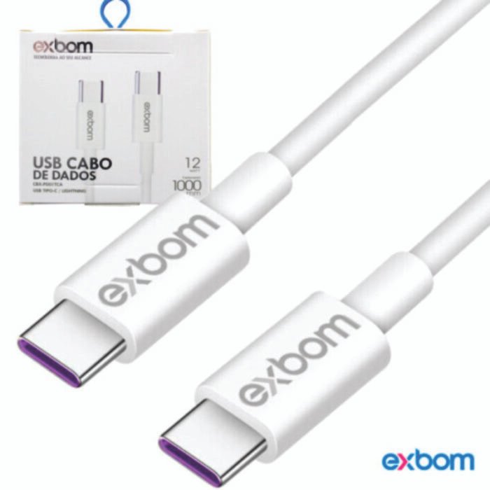 Cabo PD Usb Tipo C para Usb Tipo C 12 Watts com 1 Metro 03434 Exbom - CBX-PD01TCA