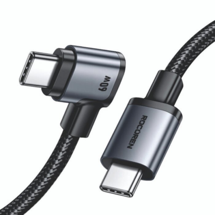 Cabo Tipo C Turbo 60W 90 graus Rocoren Kaijia Series 1M - RCXCTT-KJ0G